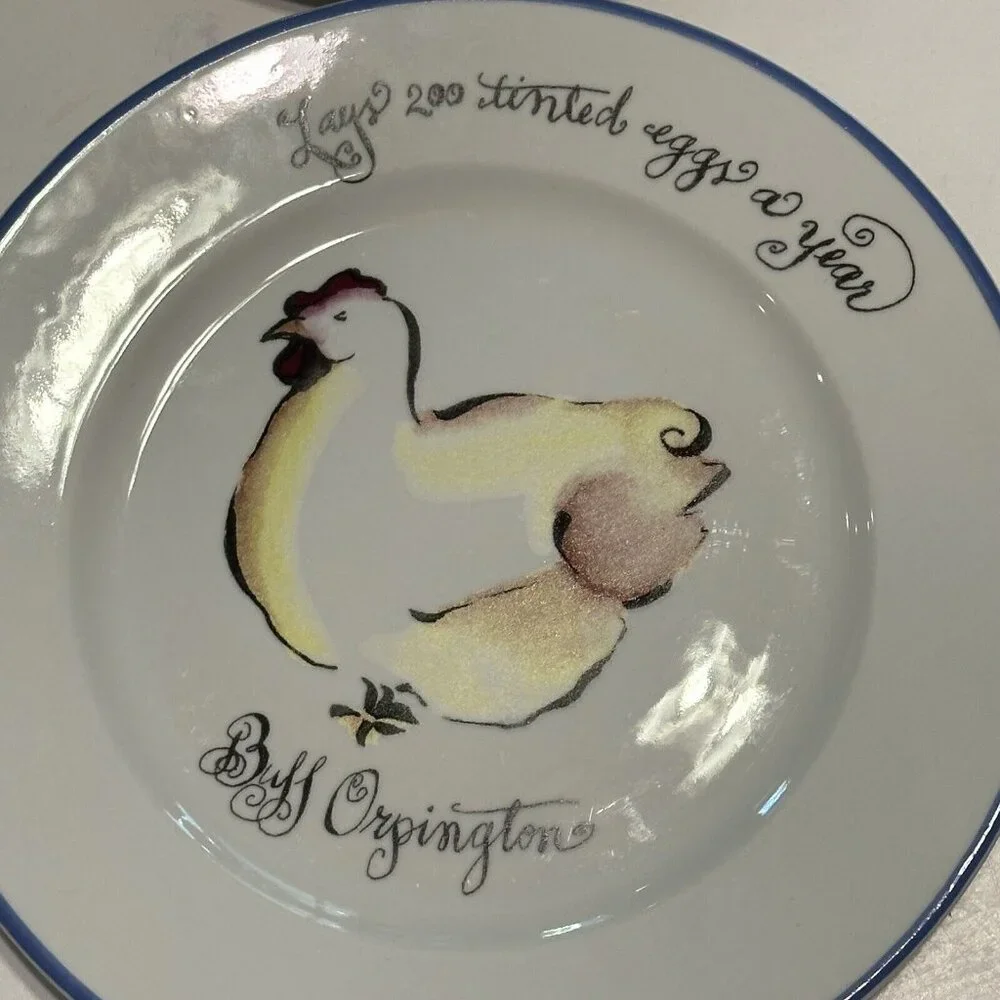4 Italian Villa Porcelain 8” Plate Rosanna Chickens Williams Sonoma Farmhouse